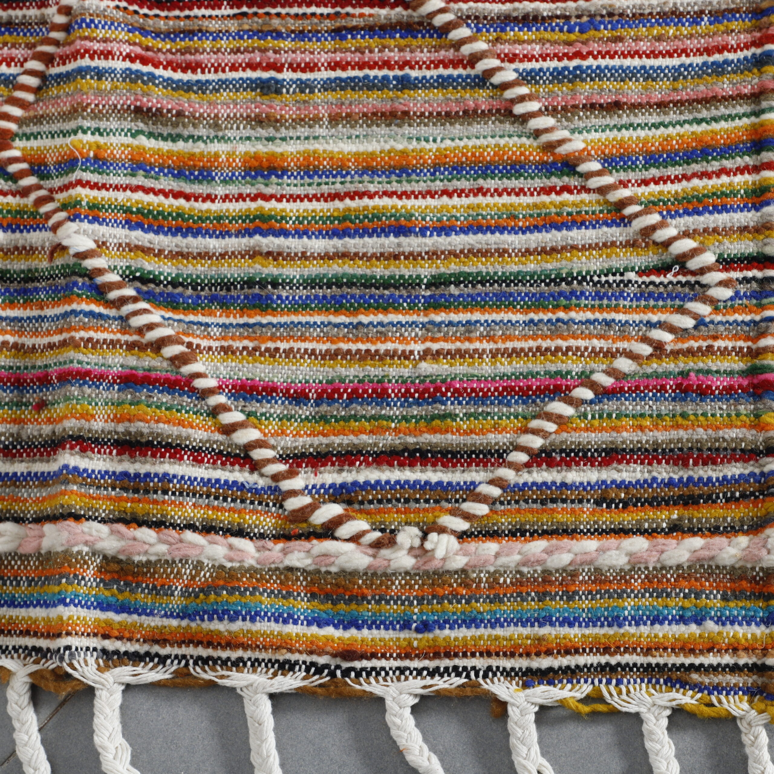 Colorful Moroccan Kilim with Diamond Lattice - Image 4