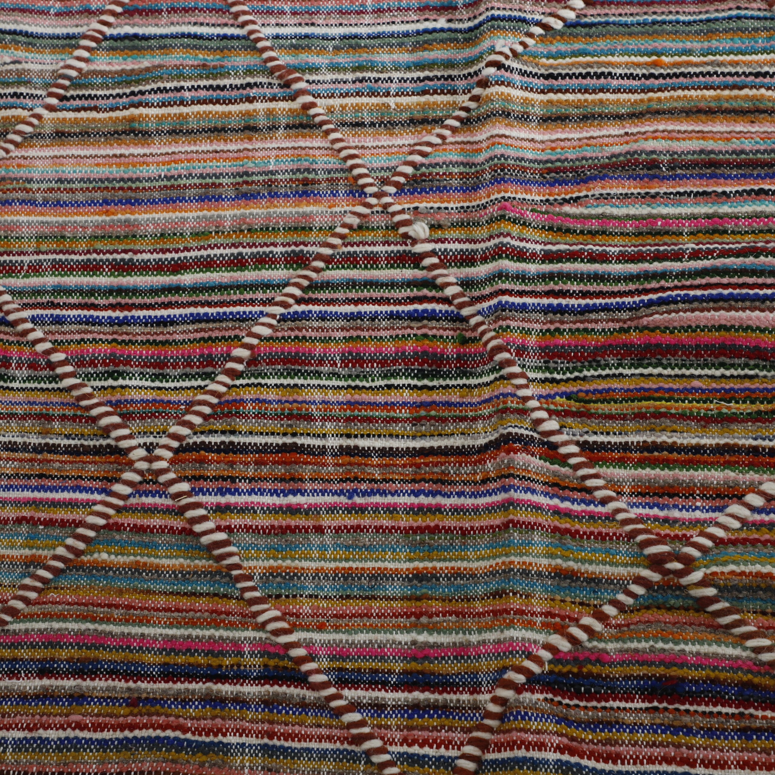 Colorful Moroccan Kilim with Diamond Lattice - Image 3