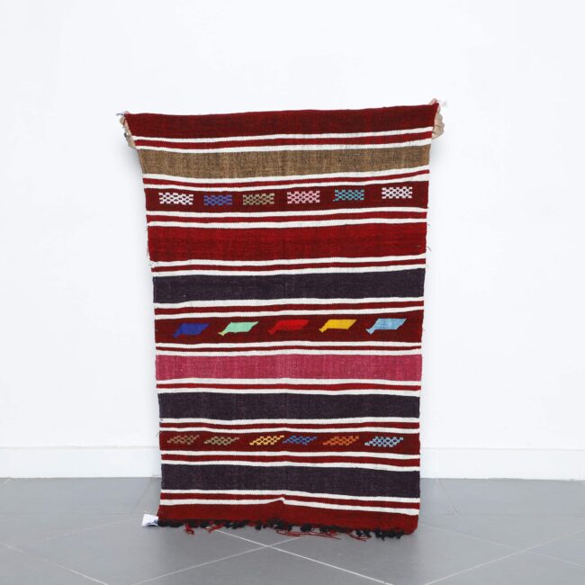 Colorful Moroccan Kilim with Horizontal Stripes