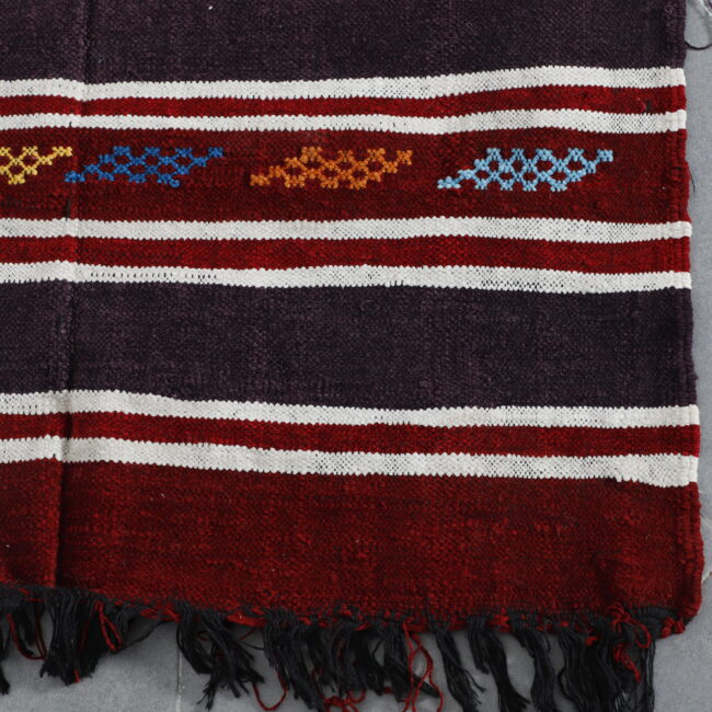Colorful Moroccan Kilim with Horizontal Stripes - Image 4