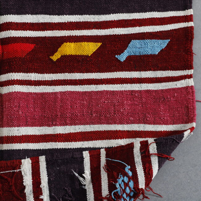 Colorful Moroccan Kilim with Horizontal Stripes - Image 2