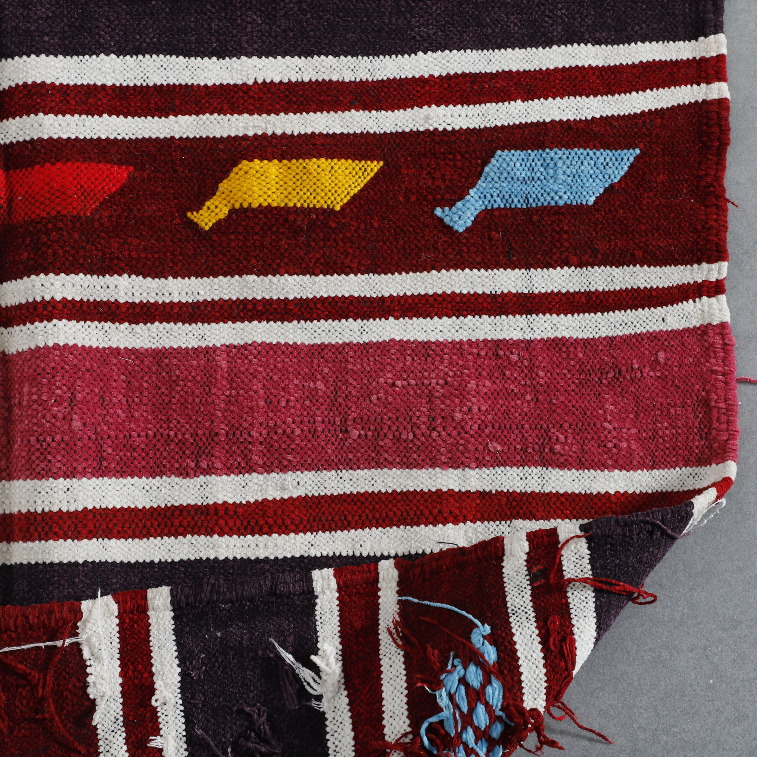 Colorful Moroccan Kilim with Horizontal Stripes - Image 2