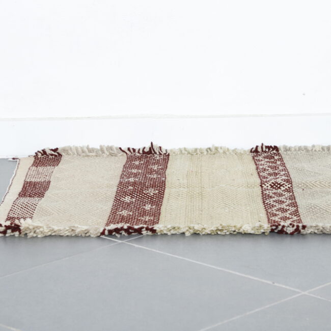 Neutral Moroccan zanafi rug with Geometric Stripes - Image 7