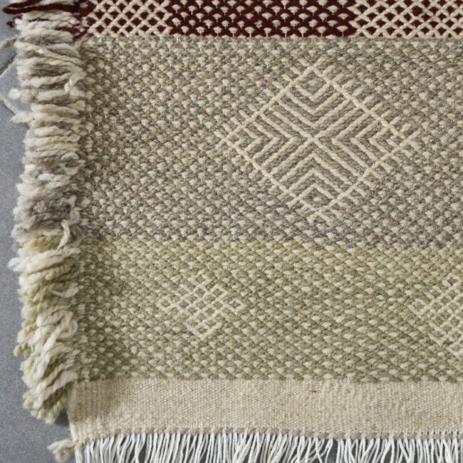 Neutral Moroccan zanafi rug with Geometric Stripes - Image 6