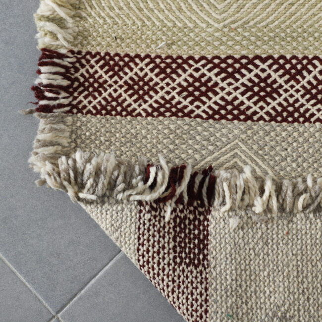 Neutral Moroccan zanafi rug with Geometric Stripes - Image 3
