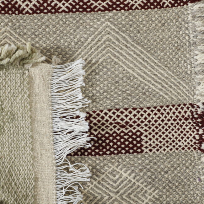 Neutral Moroccan zanafi rug with Geometric Stripes - Image 2