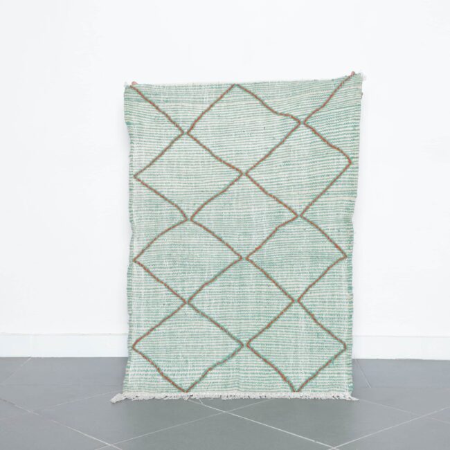 Mint Green Moroccan Kilim with Diamond Lattice