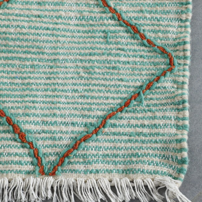 Mint Green Moroccan Kilim with Diamond Lattice - Image 4