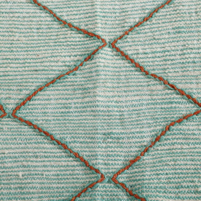 Mint Green Moroccan Kilim with Diamond Lattice - Image 3