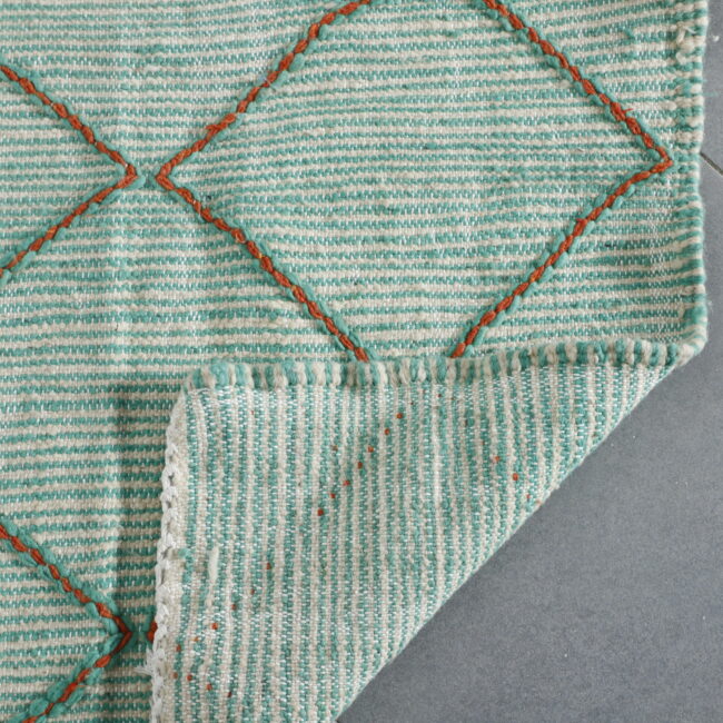 Mint Green Moroccan Kilim with Diamond Lattice - Image 2