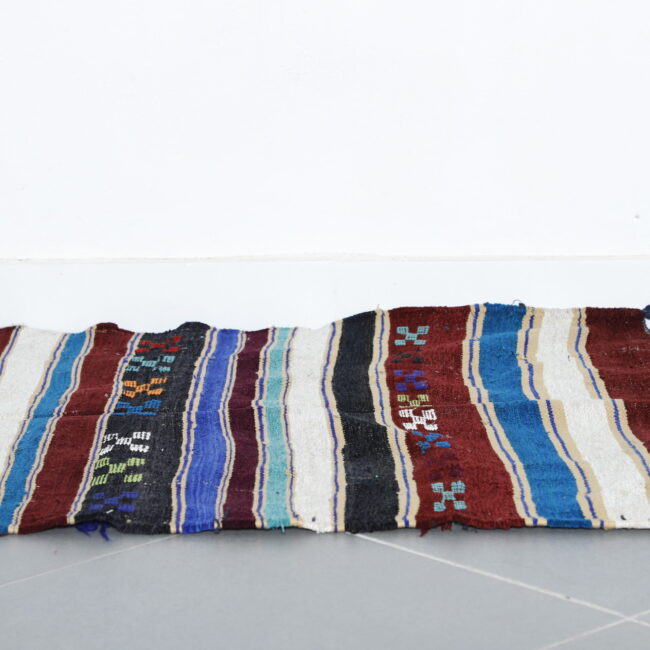 Colorful Moroccan Kilim with Horizontal Stripes - Image 2