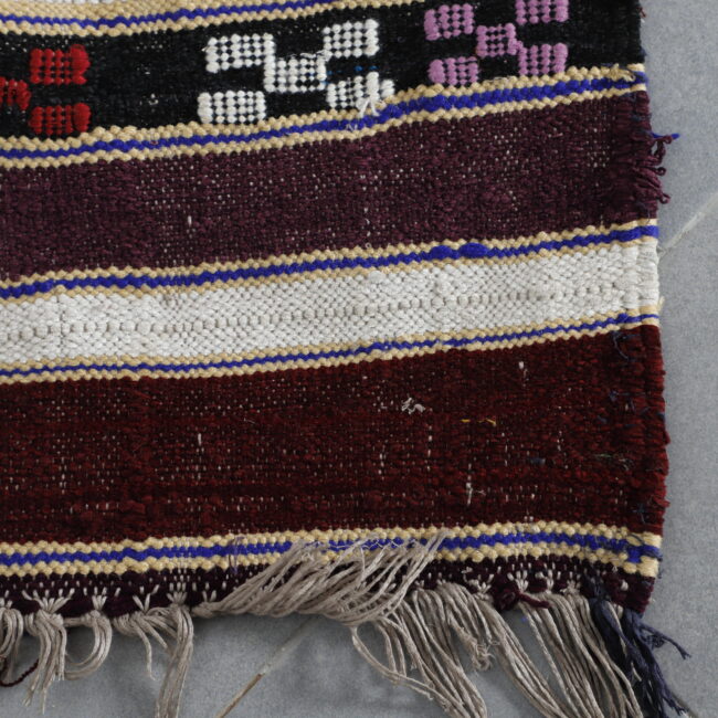 Colorful Moroccan Kilim with Horizontal Stripes - Image 5