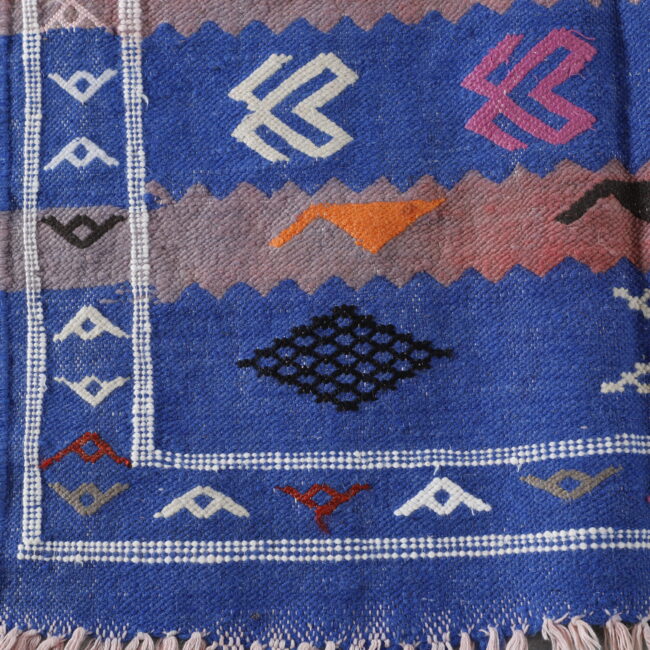 Vintage Moroccan Kilim with Symbolic Motifs - Image 4