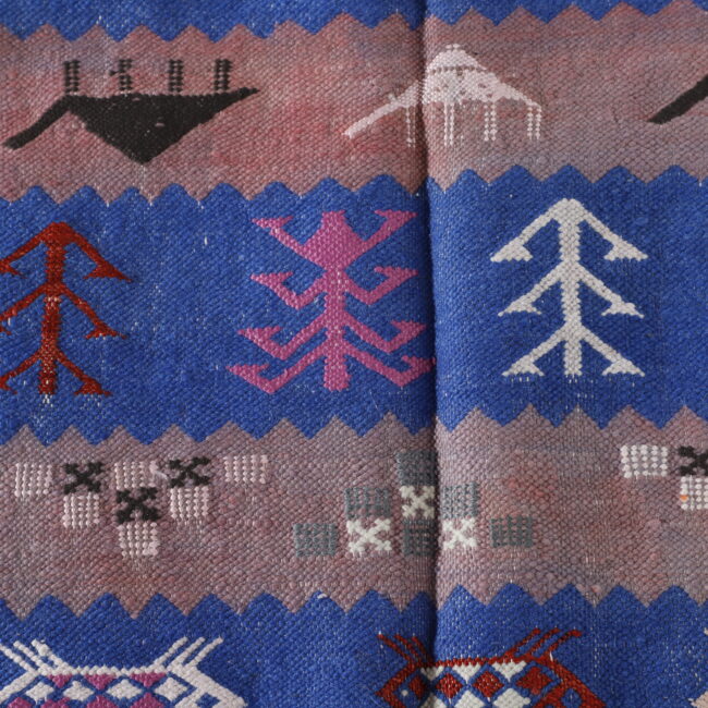 Vintage Moroccan Kilim with Symbolic Motifs - Image 2