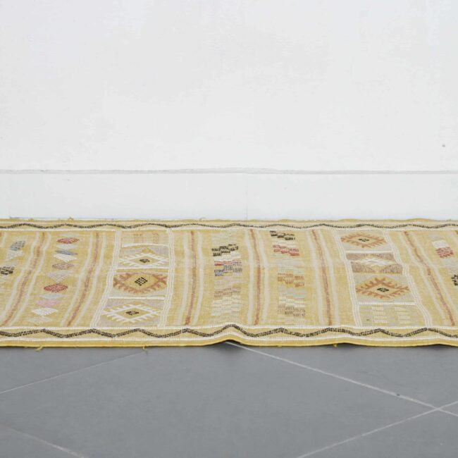 Yellow Moroccan Kilim with Geometric Motifs - Image 5