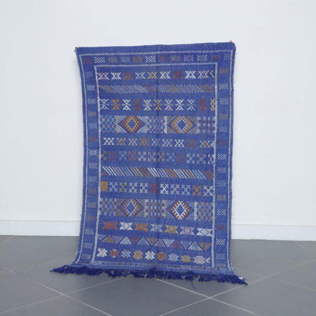 Vibrant Moroccan Kilim with Geometric Motifs