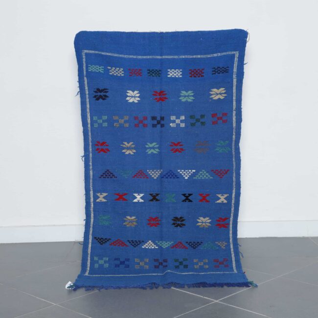 Vibrant Moroccan Berber Kilim with Geometric Motifs