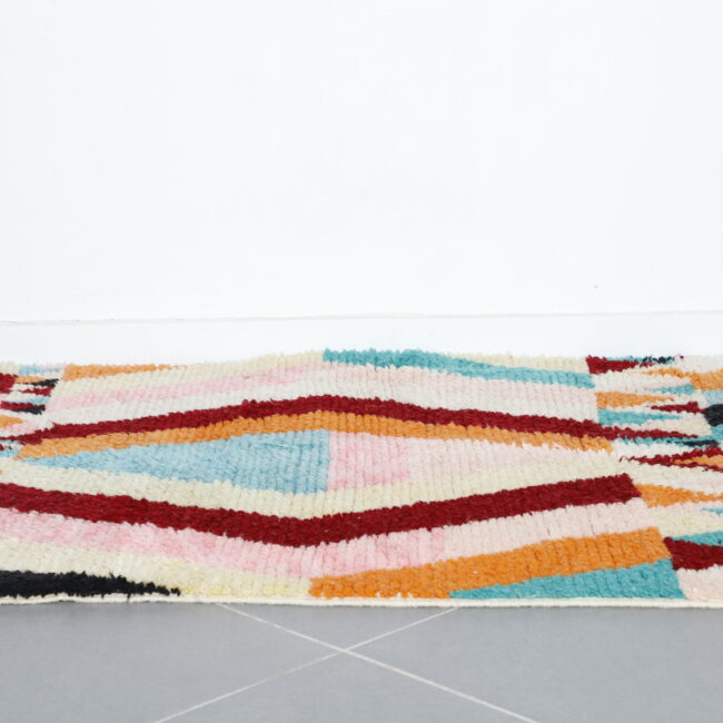 Vibrant Moroccan Boujad Rug with Geometric Diamonds - Image 2