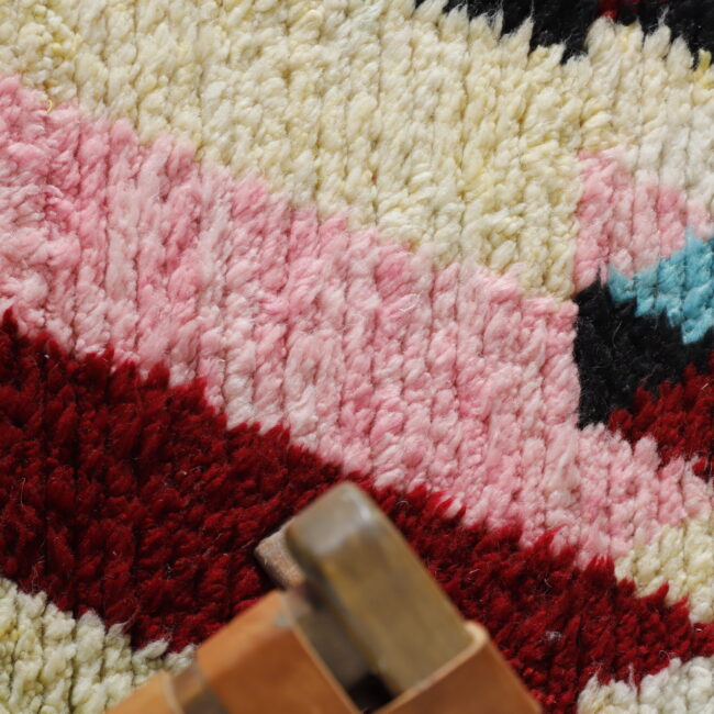 Vibrant Moroccan Boujad Rug with Geometric Diamonds - Image 4