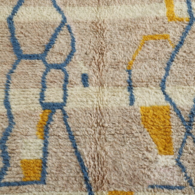 Abstract Moroccan Azilal Rug with Geometric Lines - Image 3