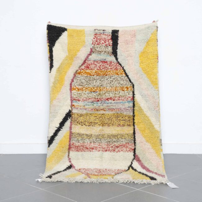 Unique Moroccan Rug with Bottle Motif