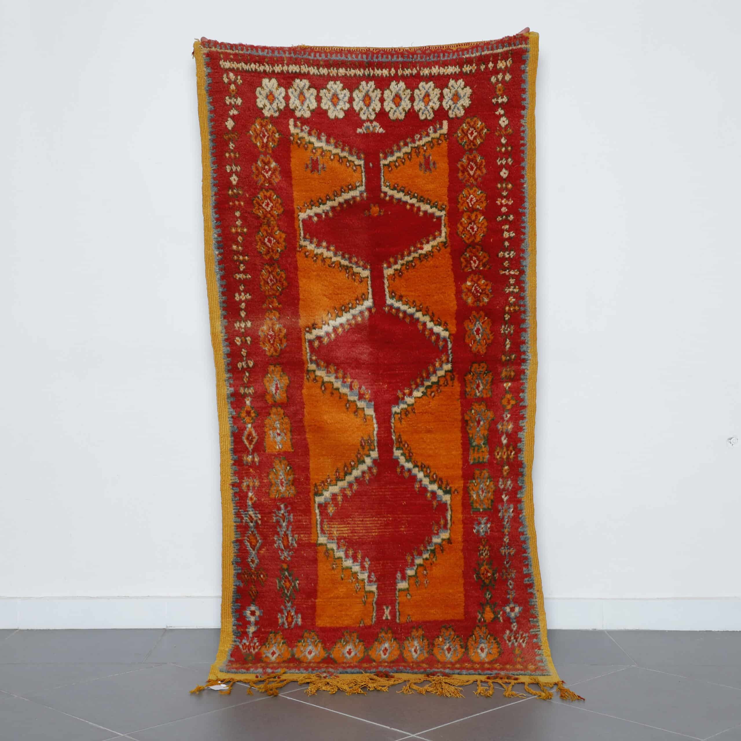 Vibrant Moroccan Taznakht Runner with Geometric Motifs