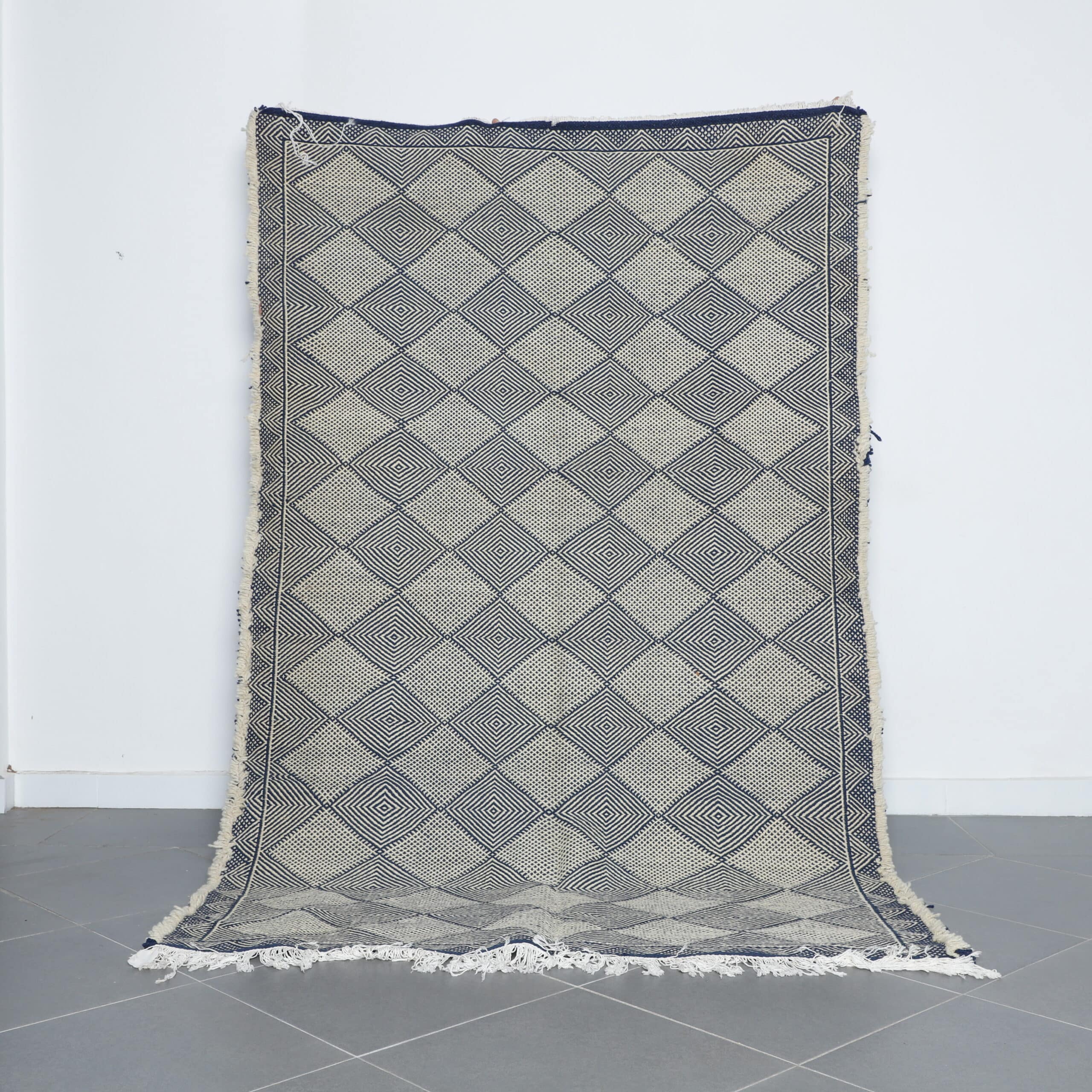 Classic Moroccan Zanafi Rug with Diamond Lattice