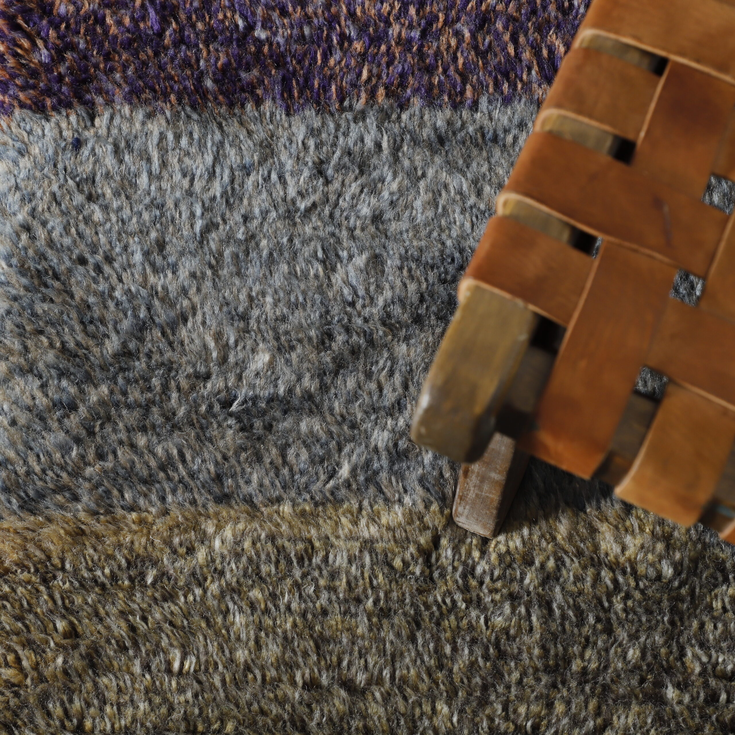 Textured Moroccan Azilal Rug with Earthy Stripes - Image 4