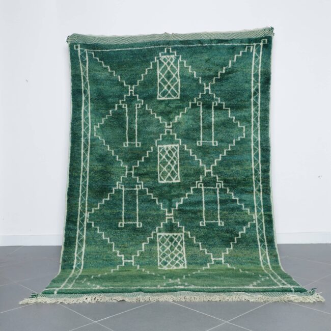 Moroccan Beni Ourain Rug with Geometric Diamond Pattern