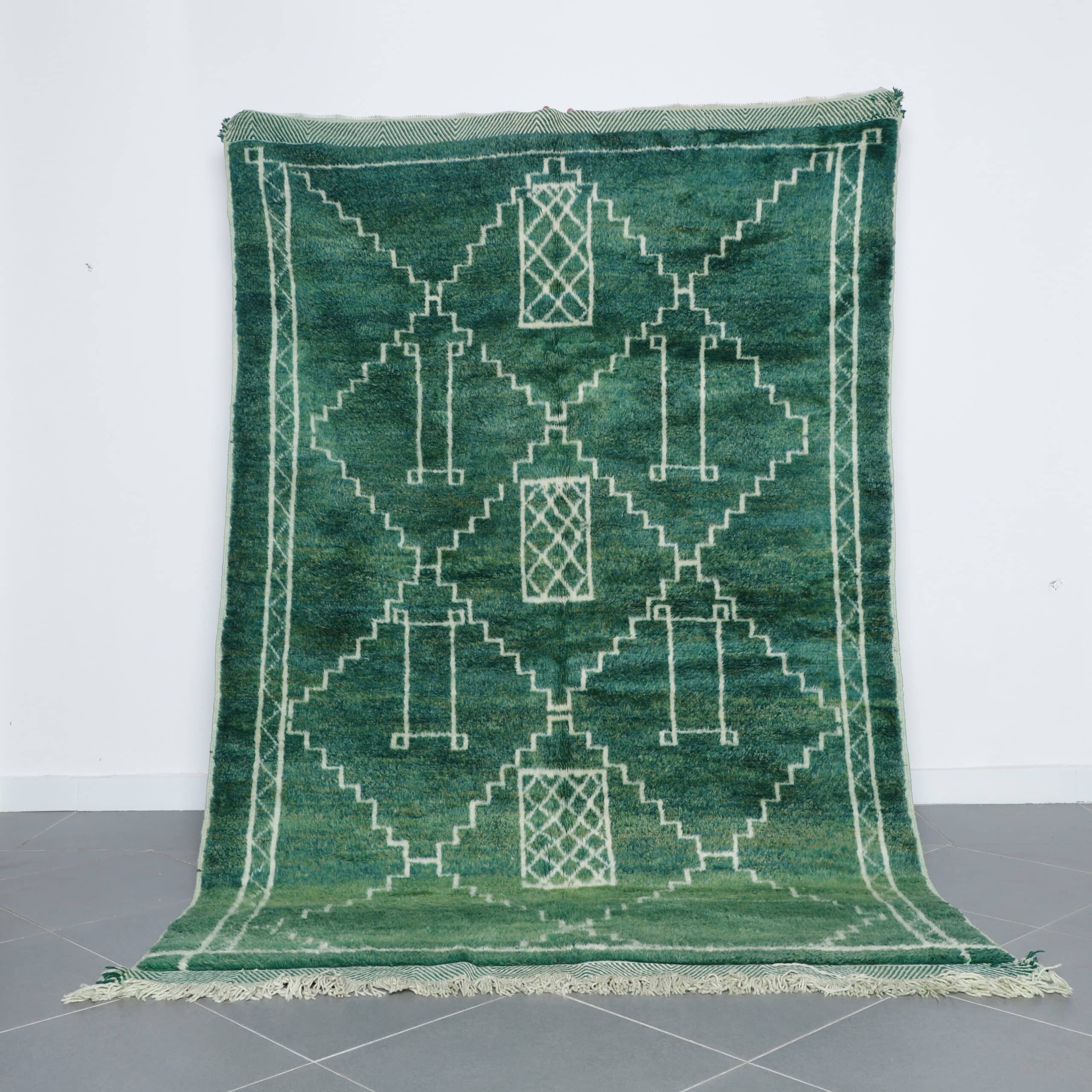 Elegant Moroccan Beni Ourain Rug with Geometric Diamond Pattern
