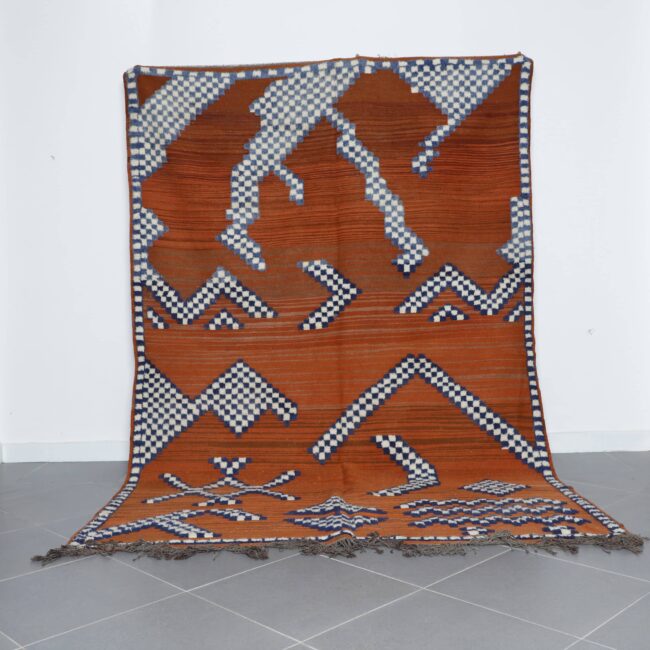 Striking Moroccan Beni Ourain Kilim with Abstract Geometric Patterns