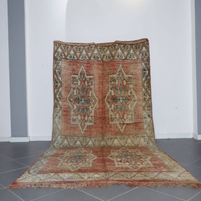Handwoven Vintage Moroccan Rug with Traditional Geometric Design