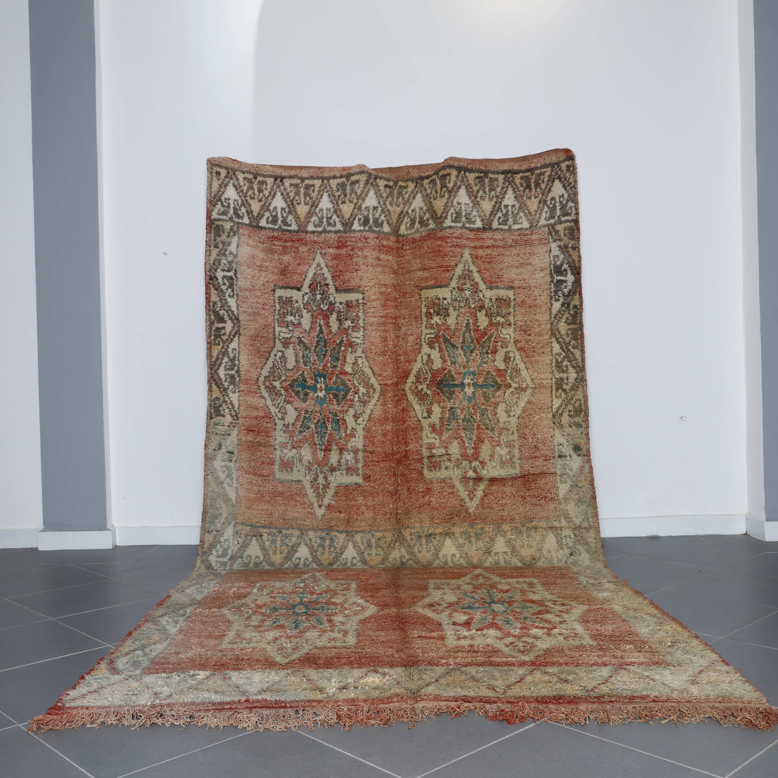 Handwoven Vintage Moroccan Rug with Traditional Geometric Design