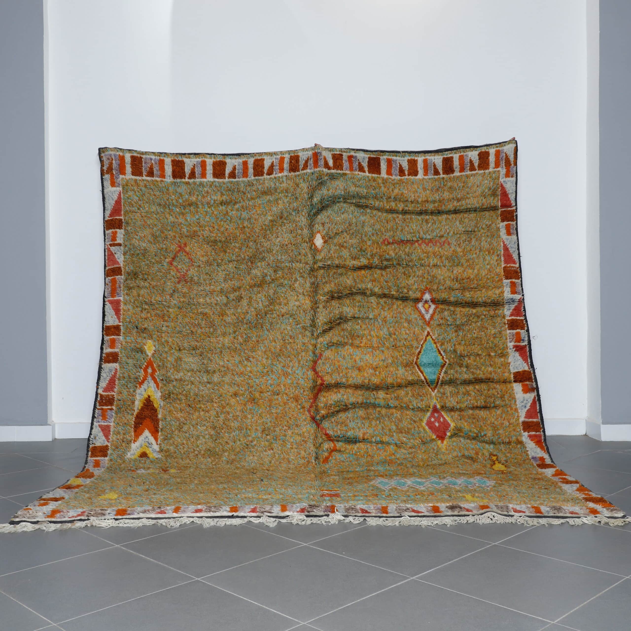 Unique Moroccan Rug with Tribal Motifs