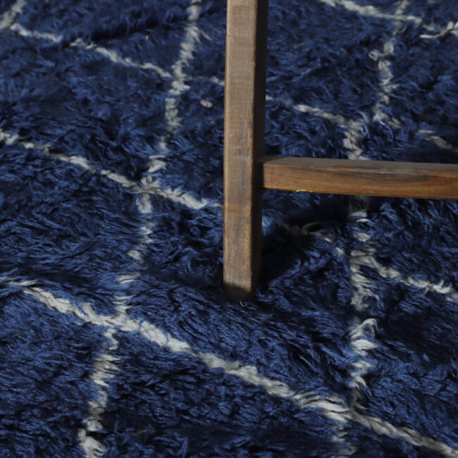 Luxurious Moroccan Beni Ourain Rug with Diamond Lattice - Image 3