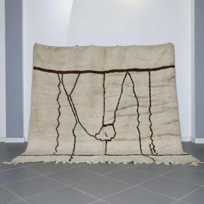 Classic Moroccan Beni Ourain Rug with Abstract Lines