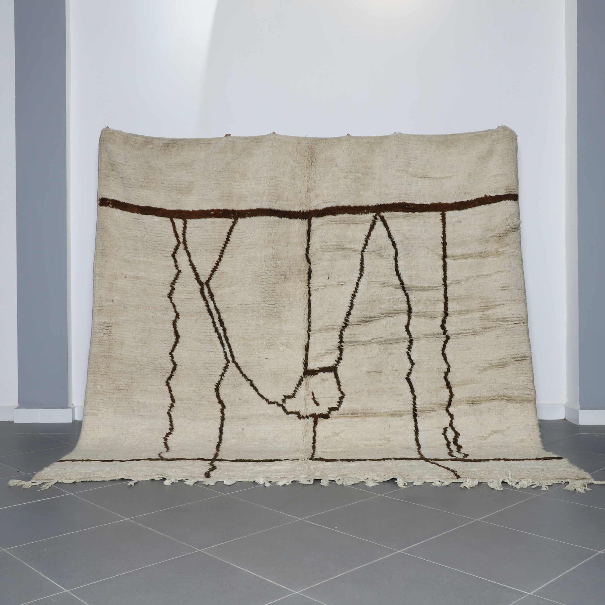 Classic Moroccan Beni Ourain Rug with Abstract Lines