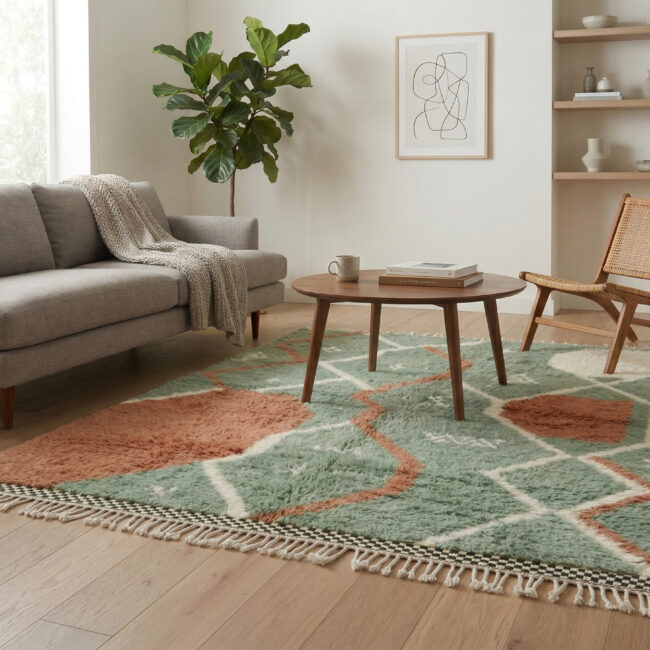 Handmade Moroccan Mrirt Rugs Wool - Image 2