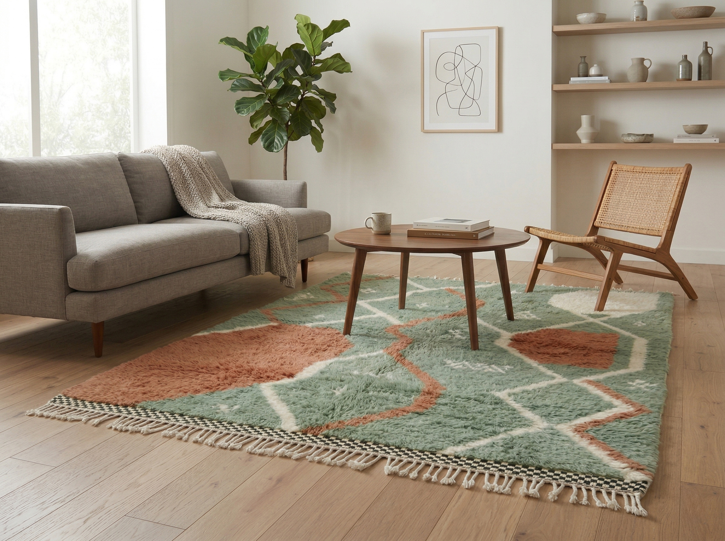 Handmade Moroccan Mrirt Rugs Wool - Image 2