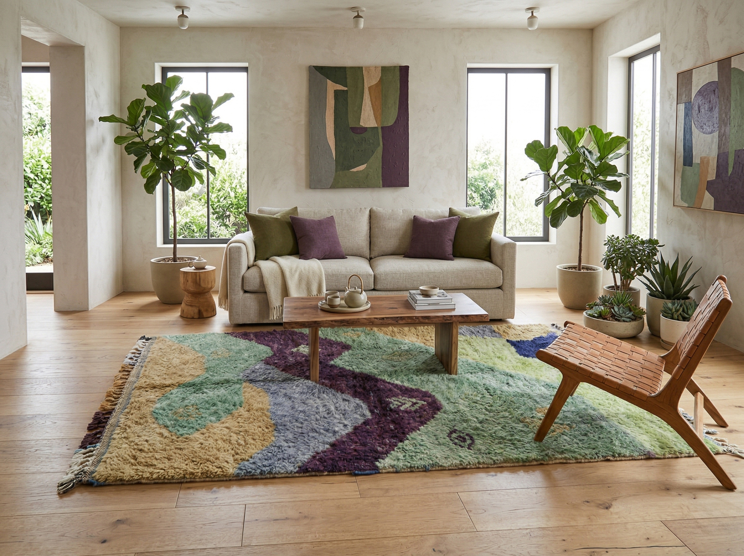 Handmade Moroccan Mrirt Rugs Wool - Image 2